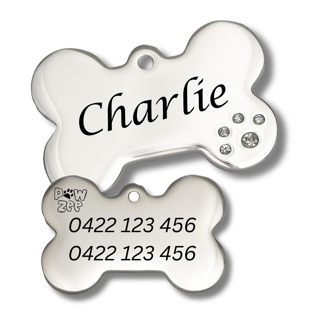 Silver Crystal Pet Tag