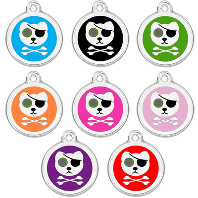 Pirate Cat ID Tag - Enamel Stainless Steel