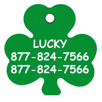 Aluminum Shamrock Clover Pet Tag