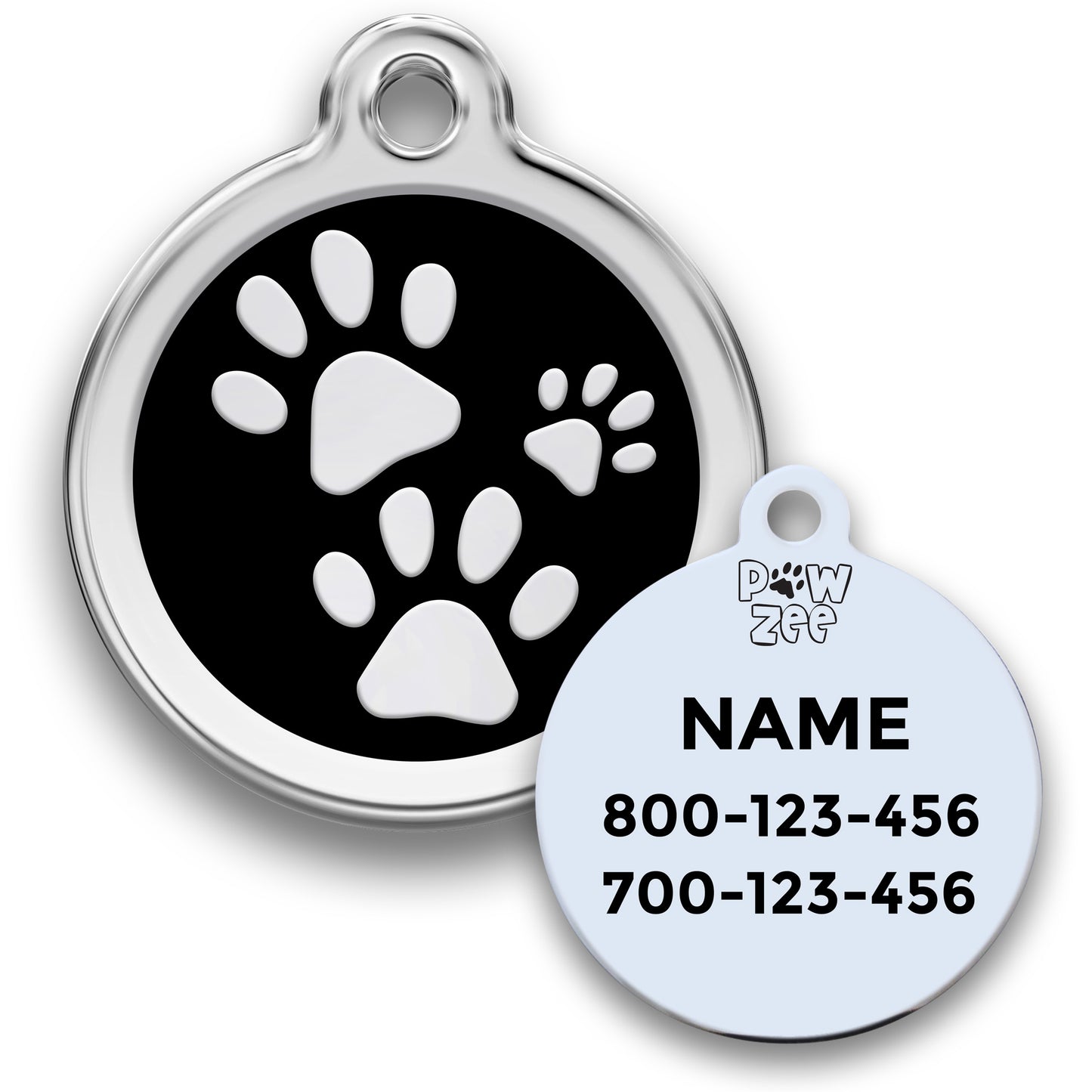 Paw Print Pet Tag - Enamel Stainless Steel