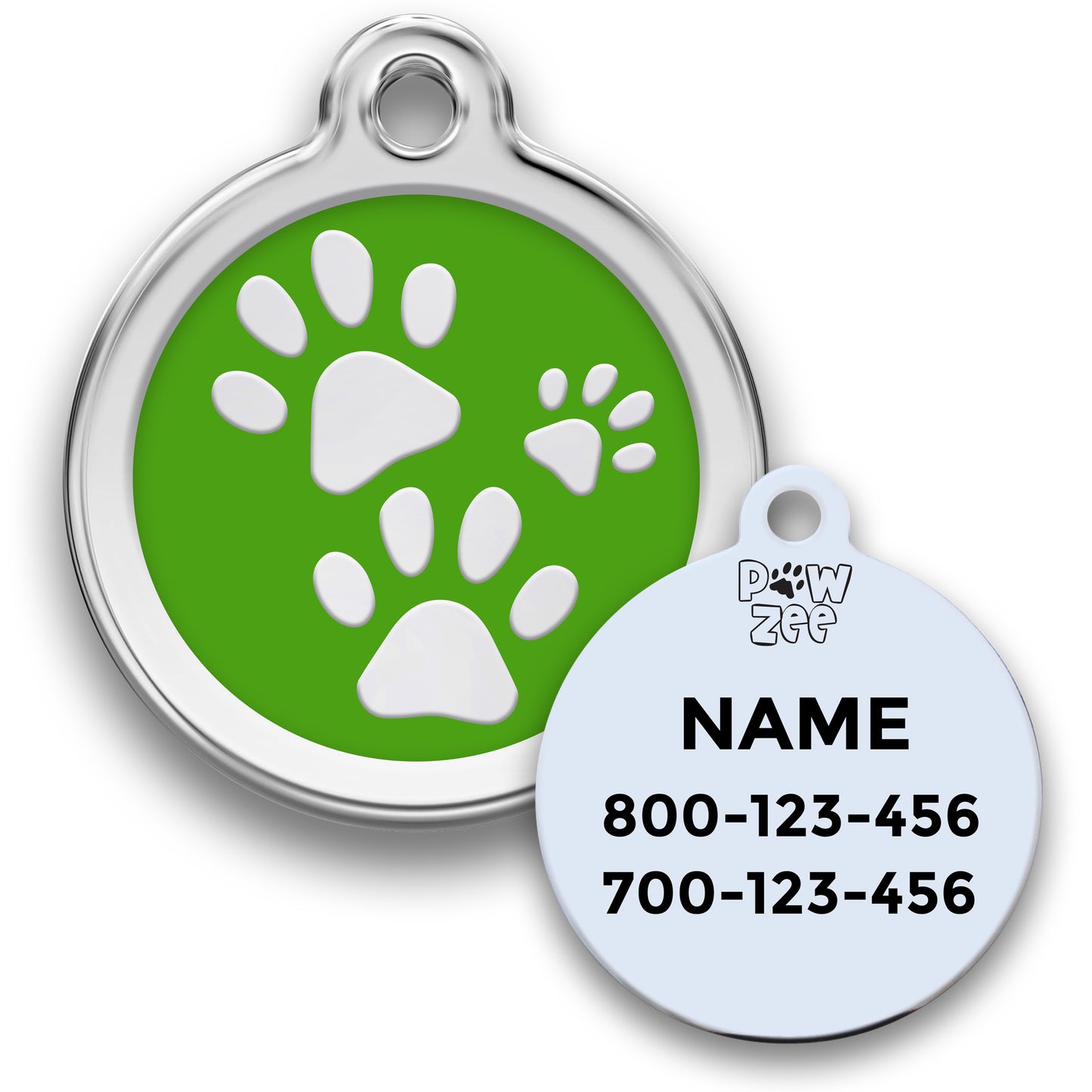 Paw Print Pet Tag - Enamel Stainless Steel