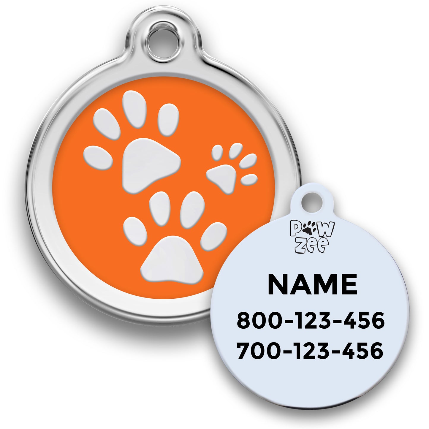 Paw Print Pet Tag - Enamel Stainless Steel