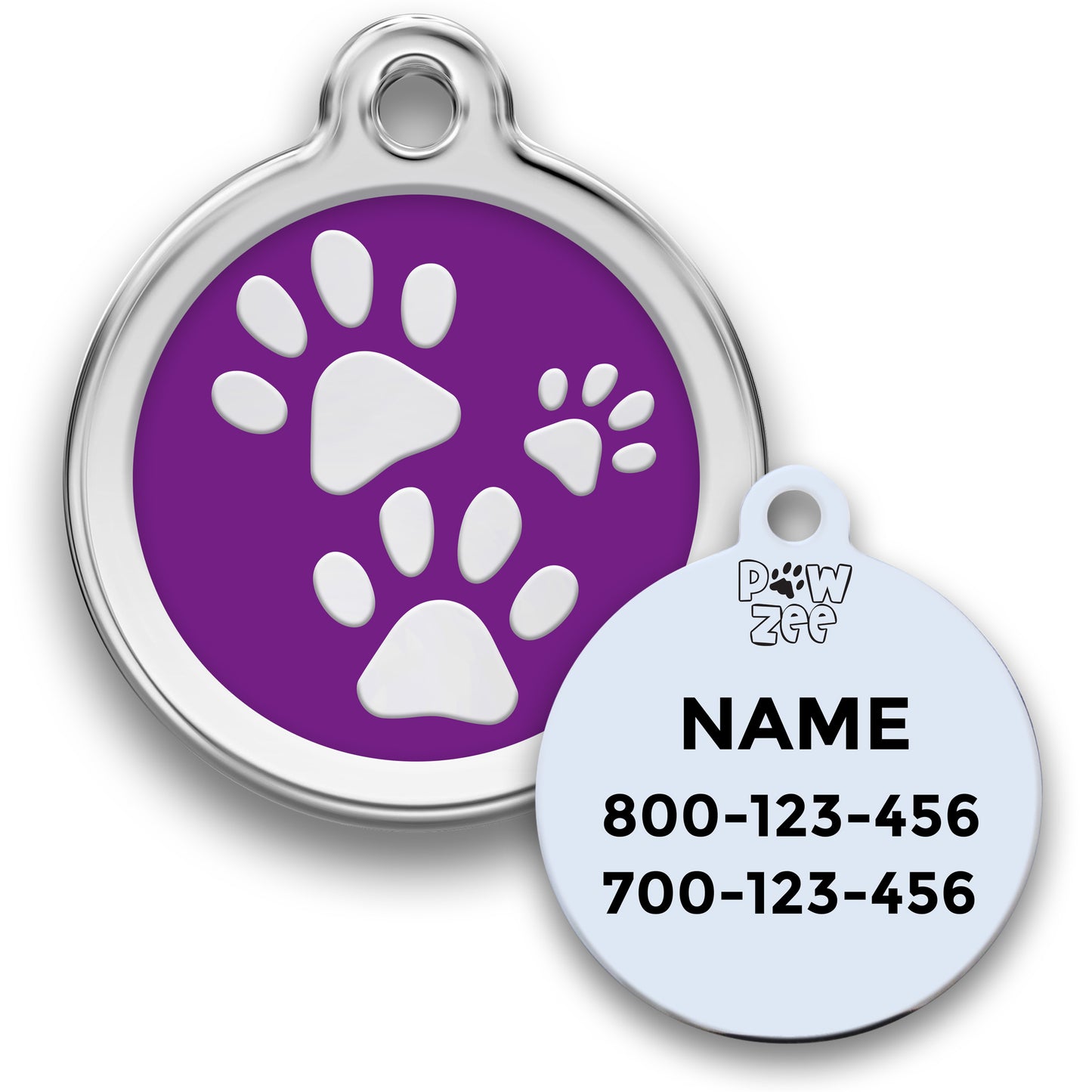 Paw Print Pet Tag - Enamel Stainless Steel