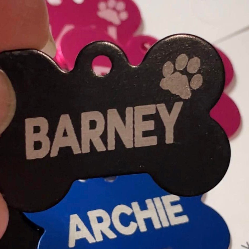 Black Bone Light Pawzee Pet Tags Engraved - Pet ID Tags