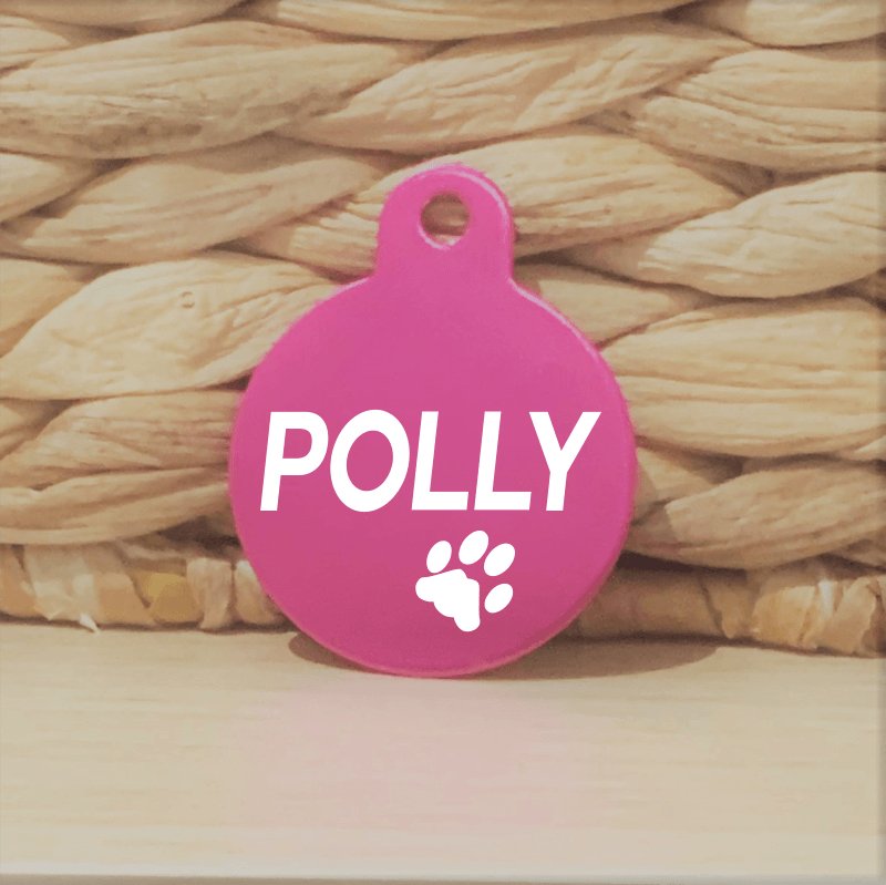 Pink Round Pawzee Pet Tags pawzee Pet ID Tags