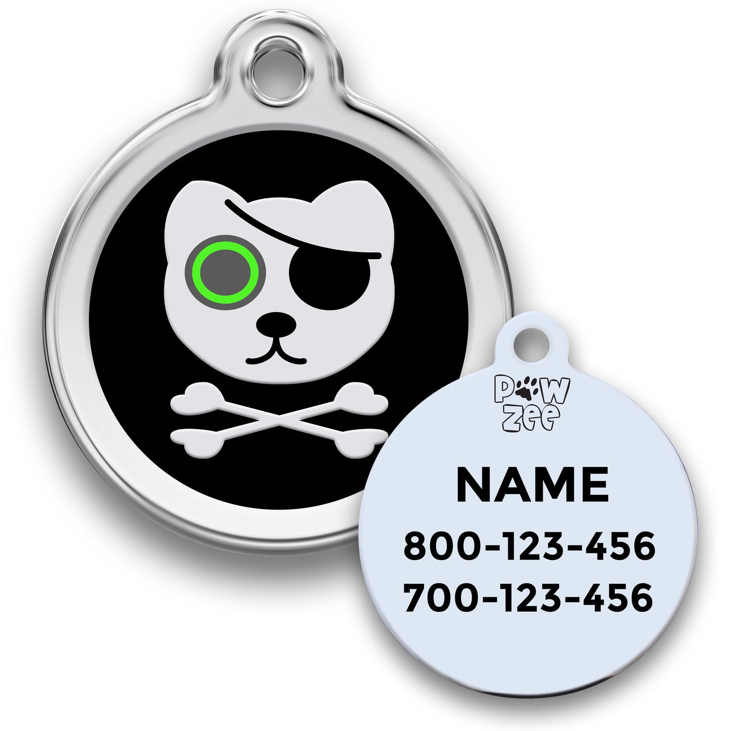 Pirate Cat ID Tag - Enamel Stainless Steel