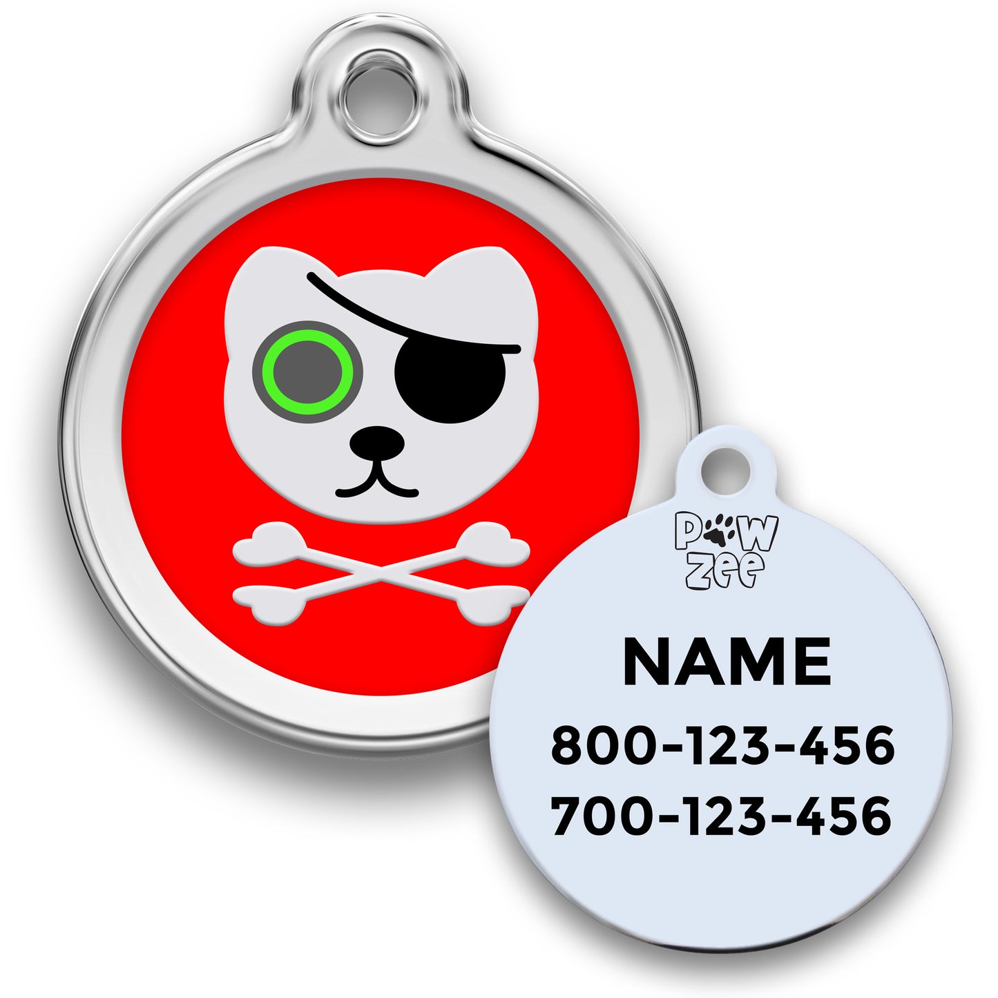 Pirate Cat ID Tag - Enamel Stainless Steel