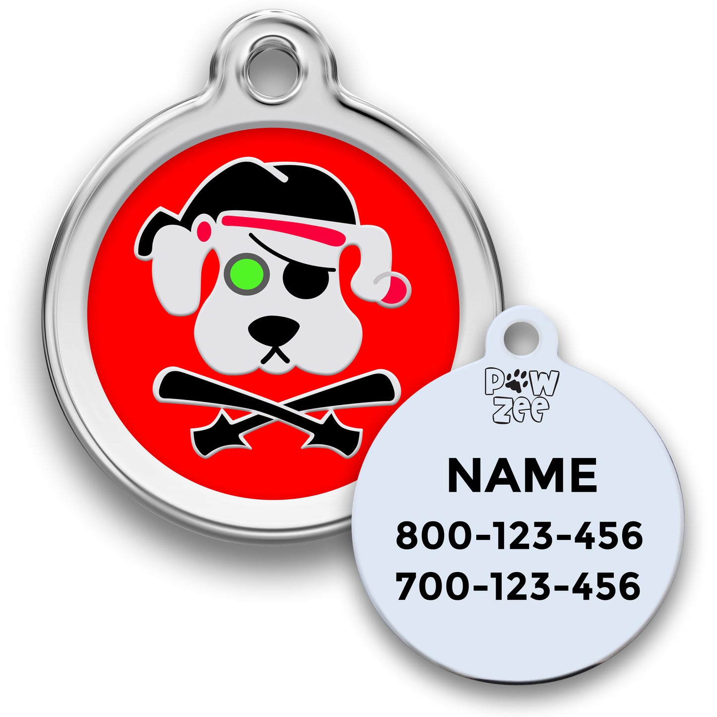 Pirate Dog ID Tag - Enamel Stainless Steel