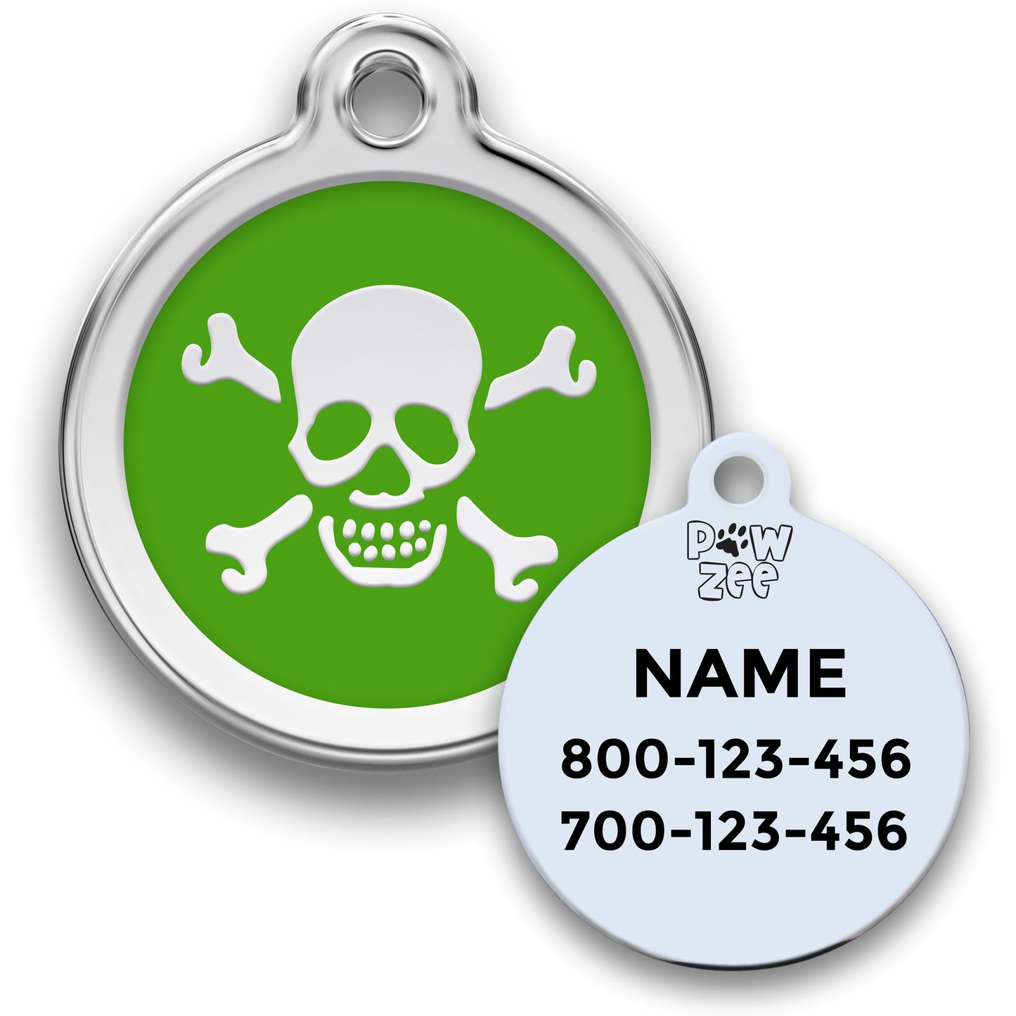 Skull Pet ID Tag - Enamel Stainless Steel