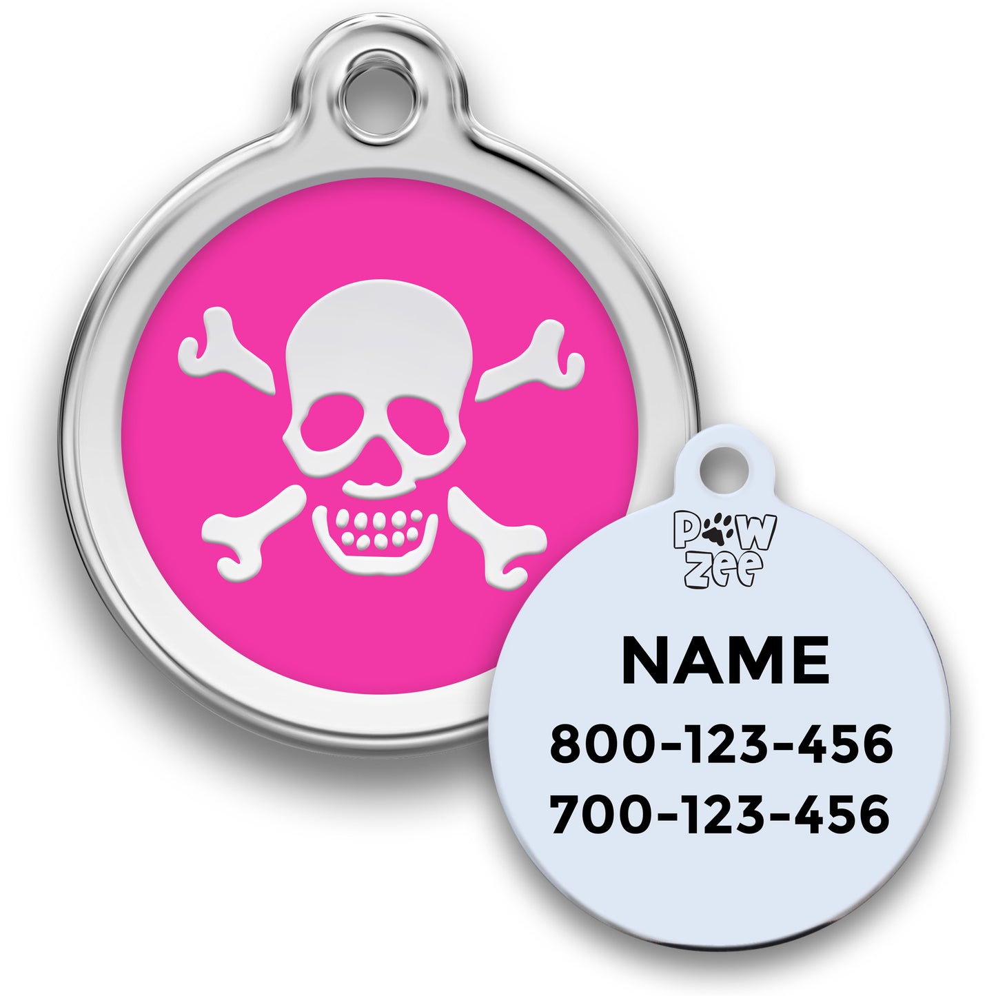 Skull Pet ID Tag - Enamel Stainless Steel