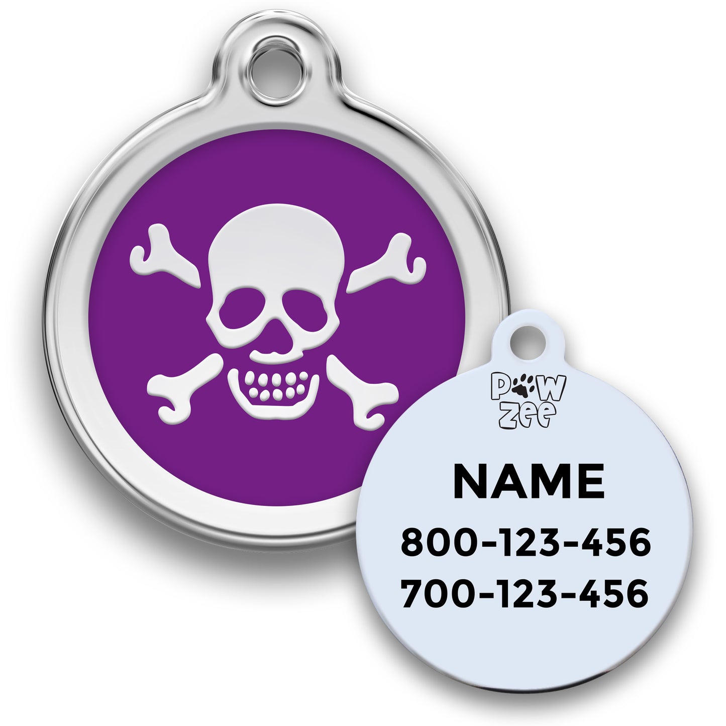Skull Pet ID Tag - Enamel Stainless Steel