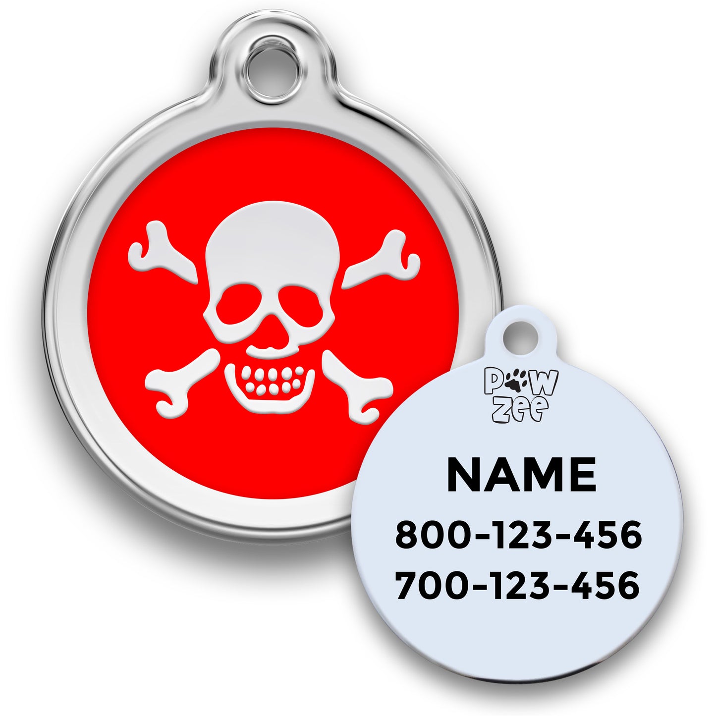 Skull Pet ID Tag - Enamel Stainless Steel