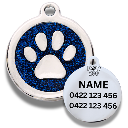 Paw Print Pet Tag - Enamel Stainless Steel