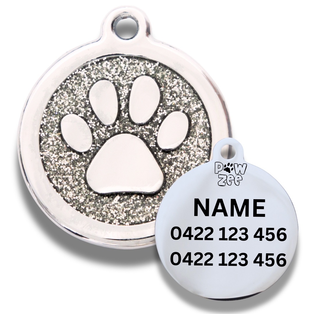Paw Print Pet Tag - Enamel Stainless Steel