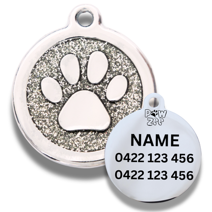 Paw Print Pet Tag - Enamel Stainless Steel