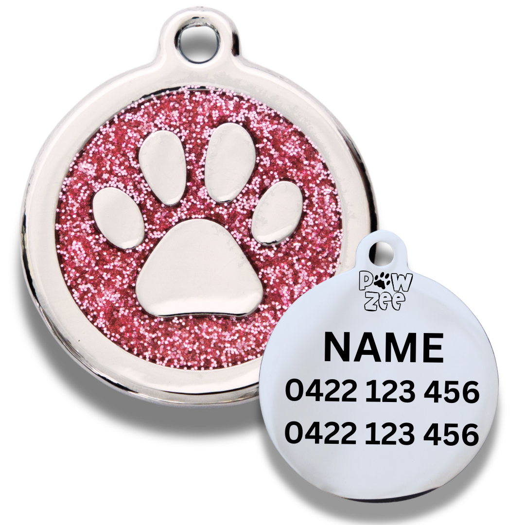 Paw Print Pet Tag - Enamel Stainless Steel