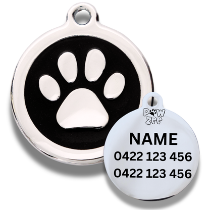 Paw Print Pet Tag - Enamel Stainless Steel