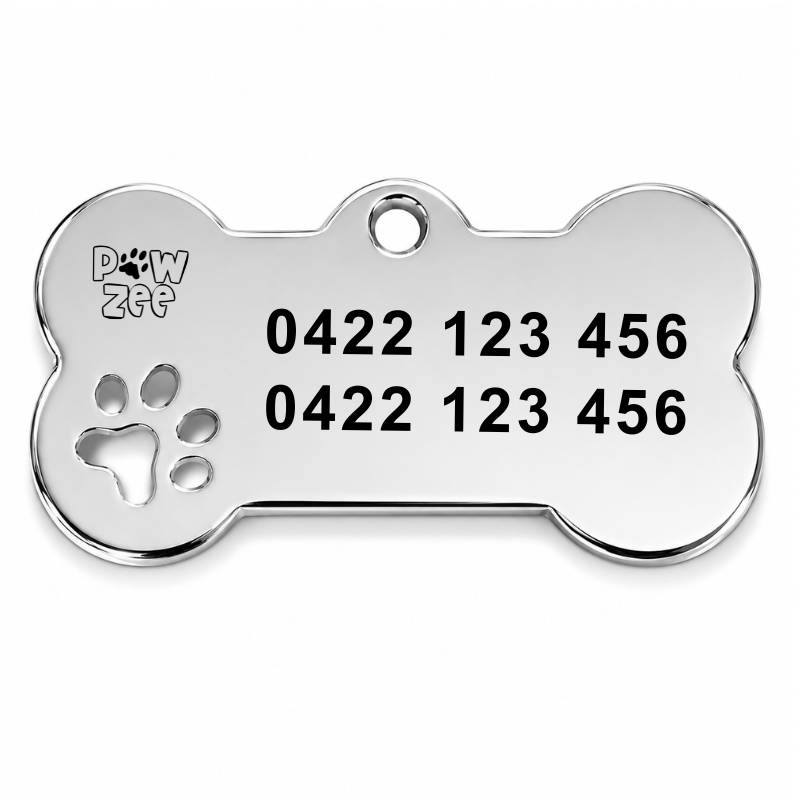 Silver Stainless Steel Bone Dog ID Tag
