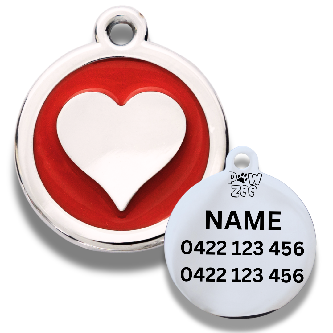 Heart Pet ID Tag - Enamel Stainless Steel