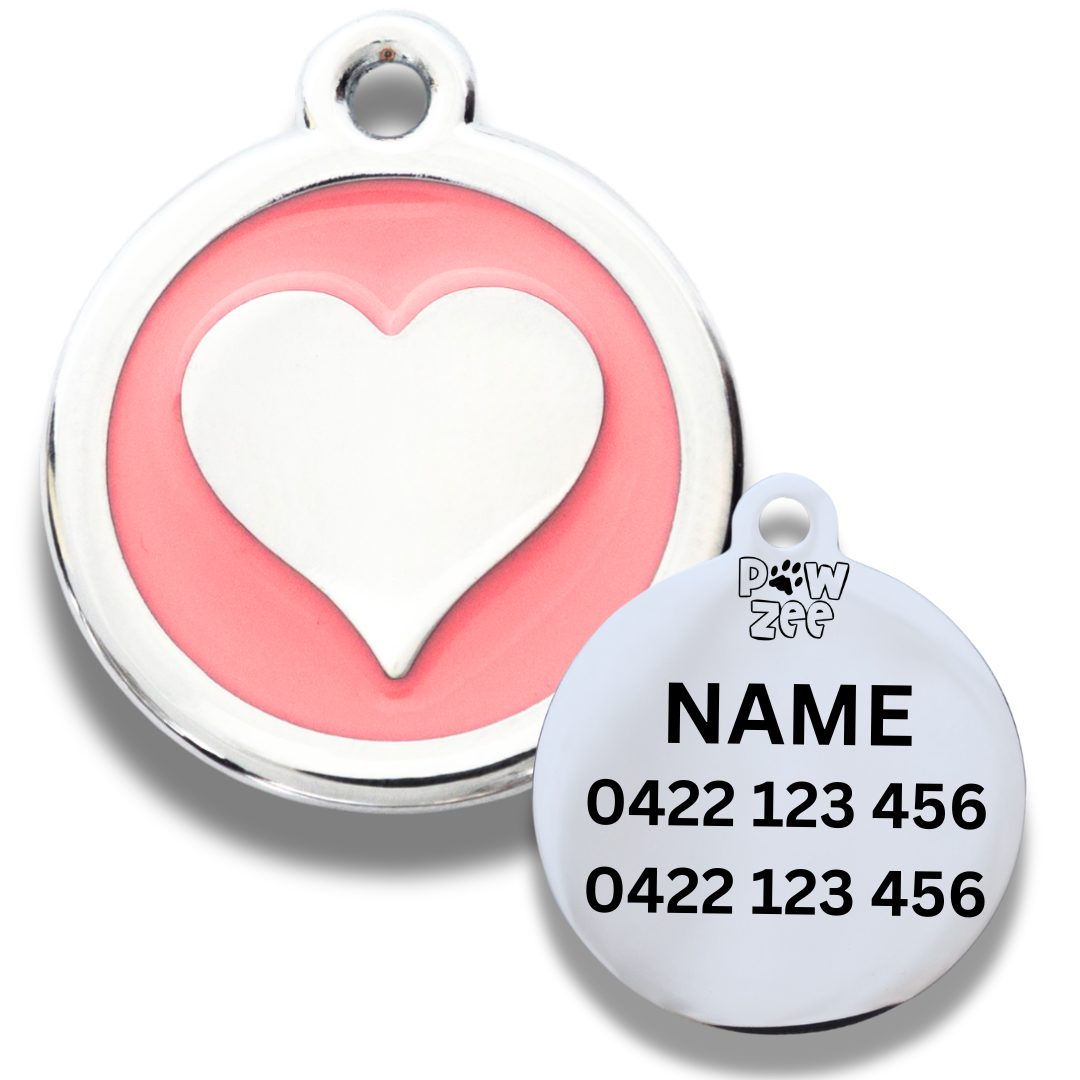 Heart Pet ID Tag - Enamel Stainless Steel