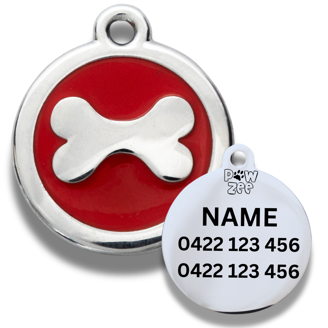 Bones Pet Tag - Enamel Stainless Steel
