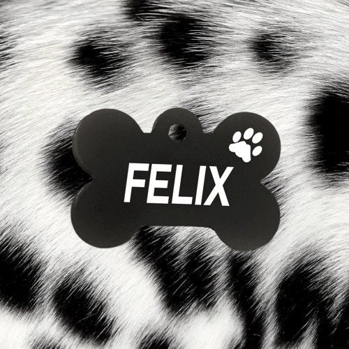 Black Bone Light Pawzee Pet Tags Engraved - Pet ID Tags