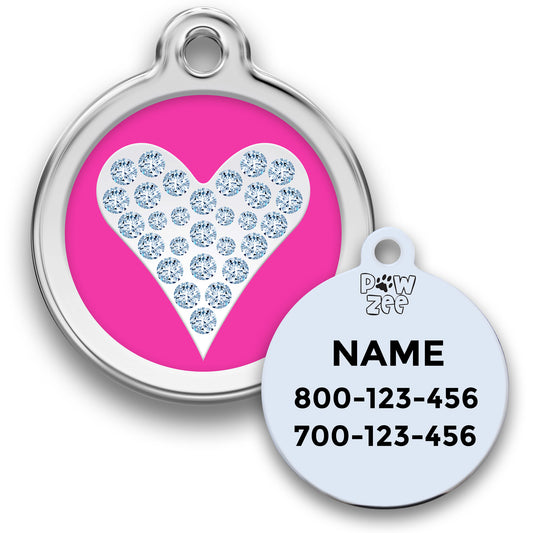Heart Pet Tag with Crystal Bling