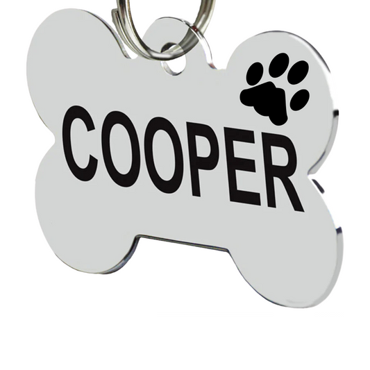 Stainless Steel Bone Dog ID Tag with Deep Engraving (USA)