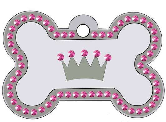 CRYSTAL STAINLESS STEEL BONE PET ID TAG