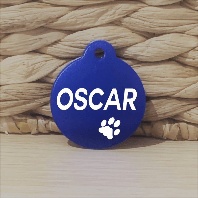 Dark Blue Round Pawzee Light Pet Tags - Pet ID Tags