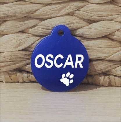 Dark Blue Round Pawzee Light Pet Tags - Pet ID Tags