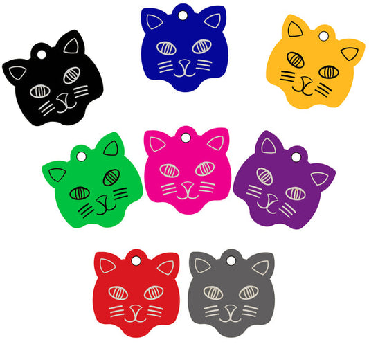 Aluminium Pet ID Tags - Cat Face
