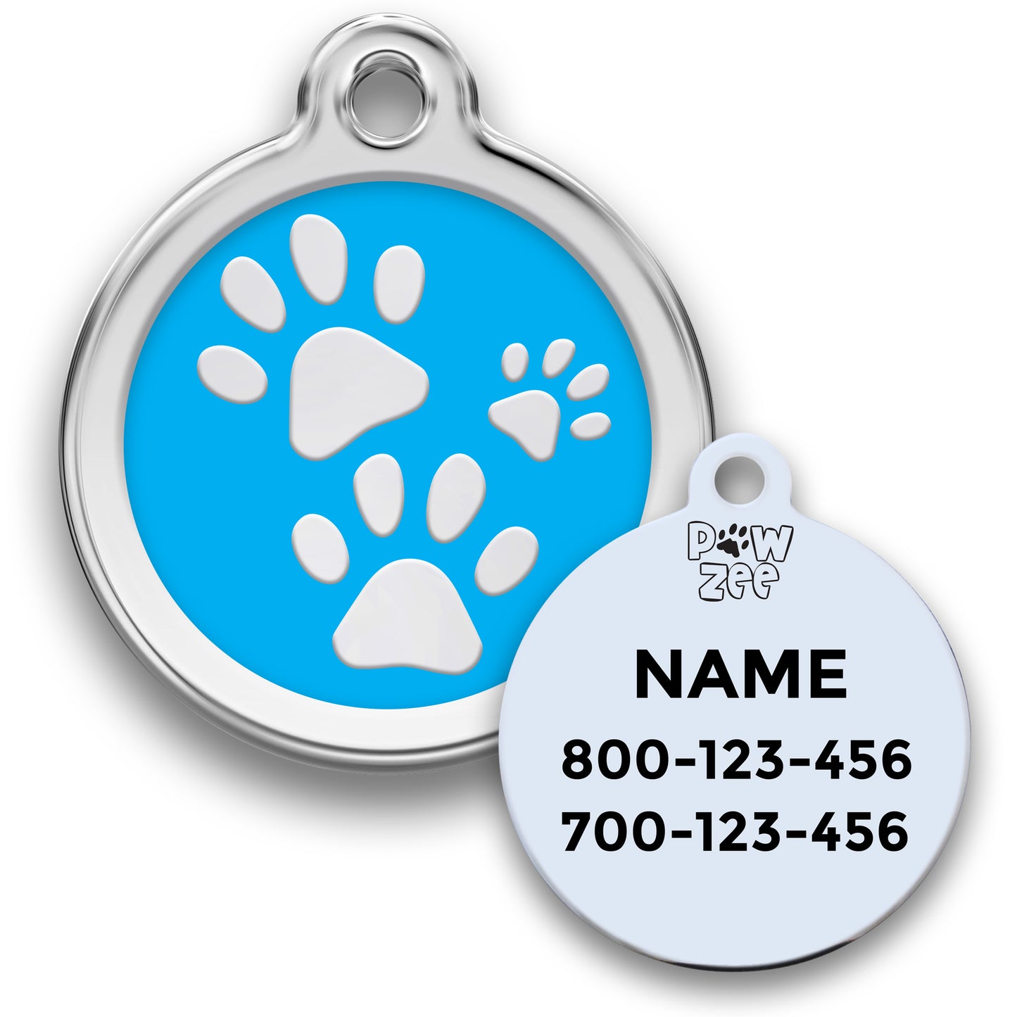 Paw Print Pet Tag - Enamel Stainless Steel