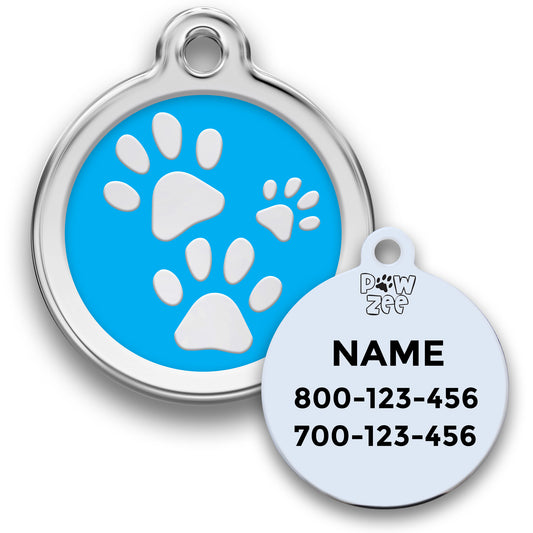 Paw Print Pet Tag - Enamel Stainless Steel