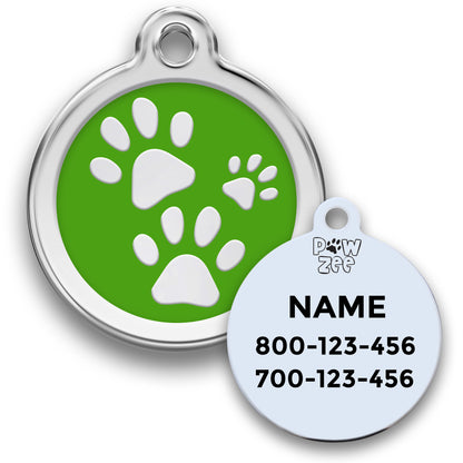 Paw Print Pet Tag - Enamel Stainless Steel