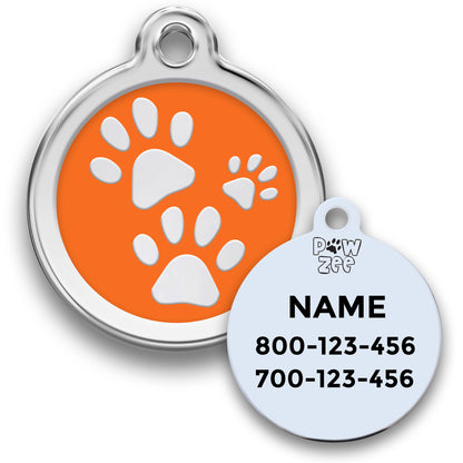 Paw Print Pet Tag - Enamel Stainless Steel