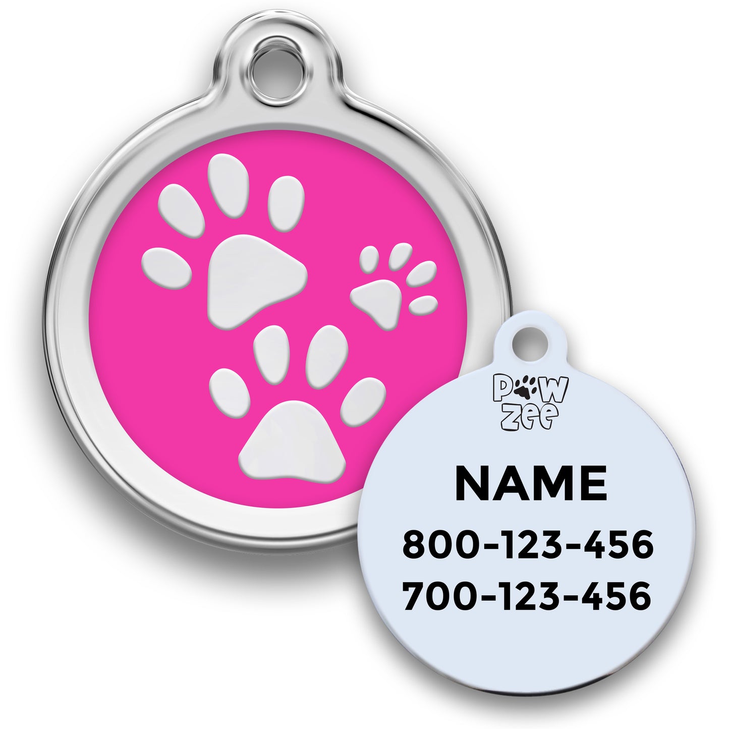 Paw Print Pet Tag - Enamel Stainless Steel