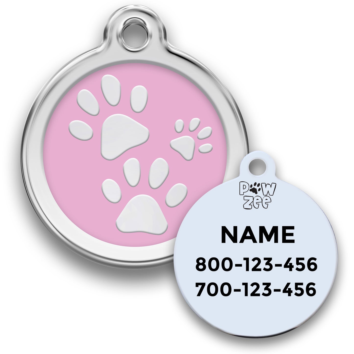 Paw Print Pet Tag - Enamel Stainless Steel