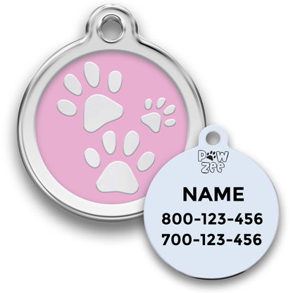 Paw Print Pet Tag - Enamel Stainless Steel