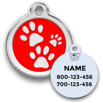 Paw Print Pet Tag - Enamel Stainless Steel