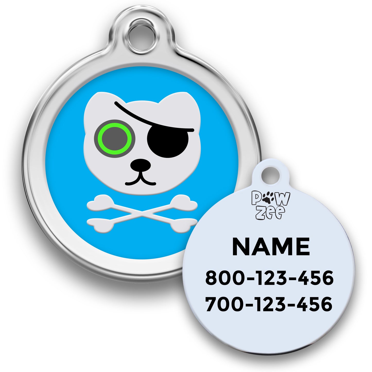 Pirate Cat ID Tag - Enamel Stainless Steel