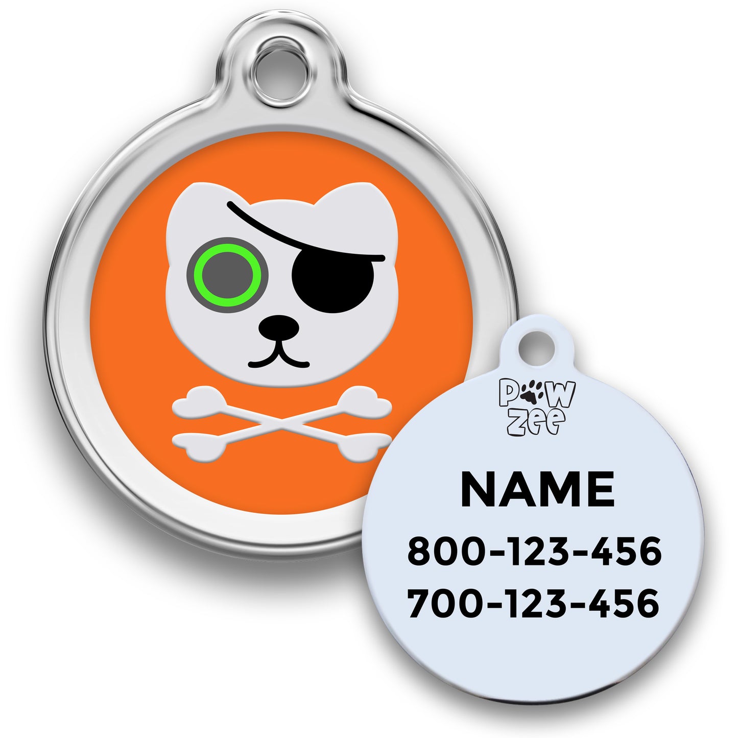 Pirate Cat ID Tag - Enamel Stainless Steel