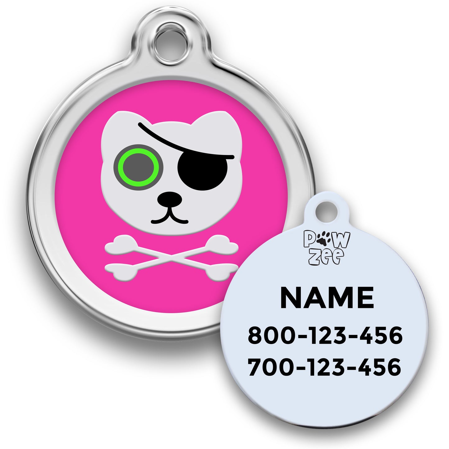 Pirate Cat ID Tag - Enamel Stainless Steel