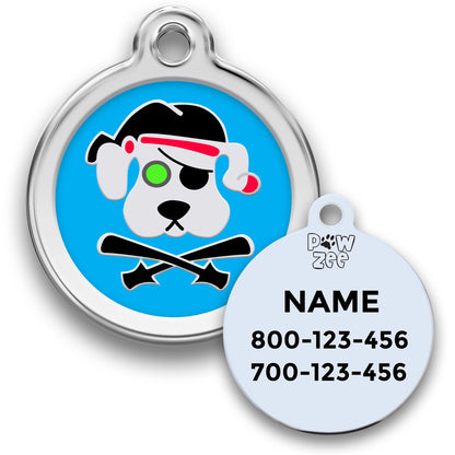 Pirate Dog ID Tag - Enamel Stainless Steel