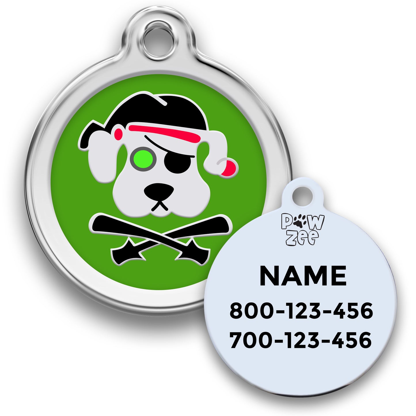 Pirate Dog ID Tag - Enamel Stainless Steel