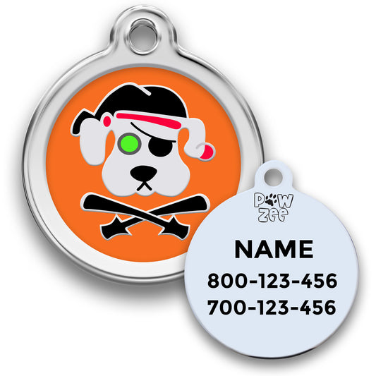Pirate Dog ID Tag - Enamel Stainless Steel