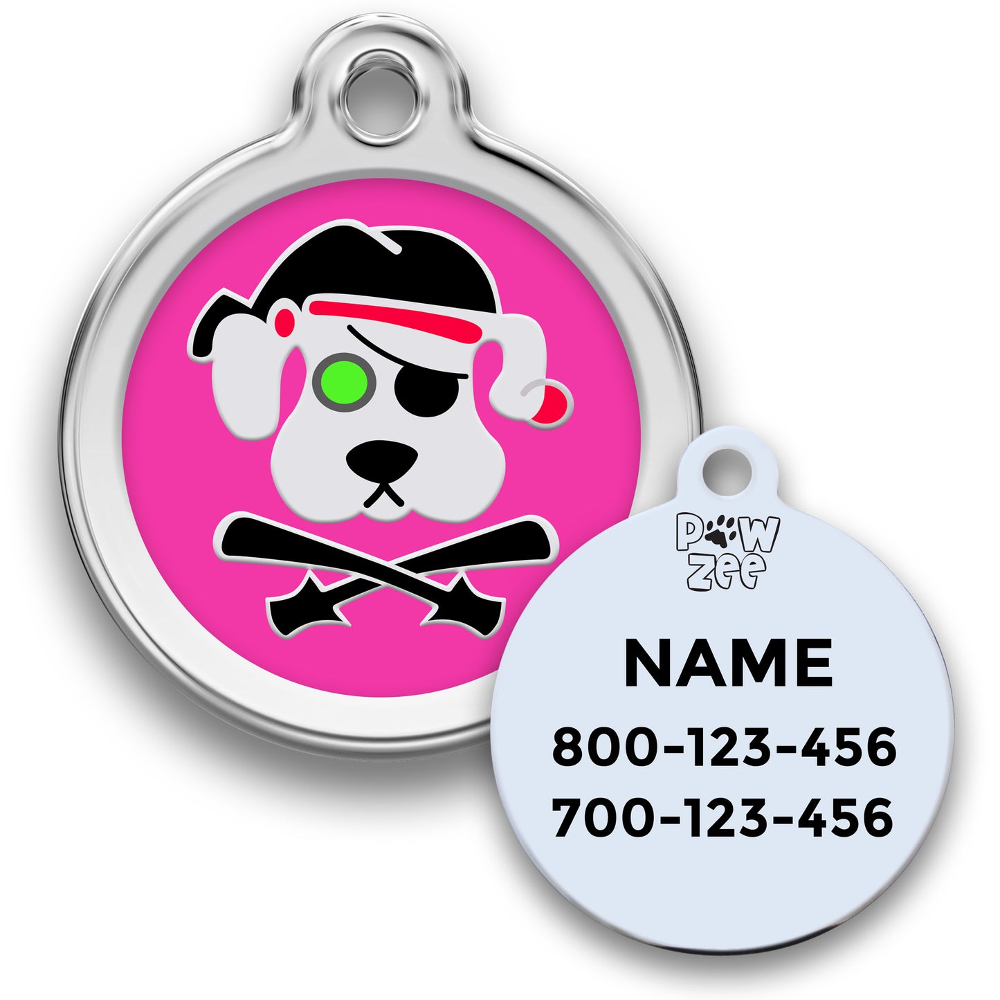 Pirate Dog ID Tag - Enamel Stainless Steel
