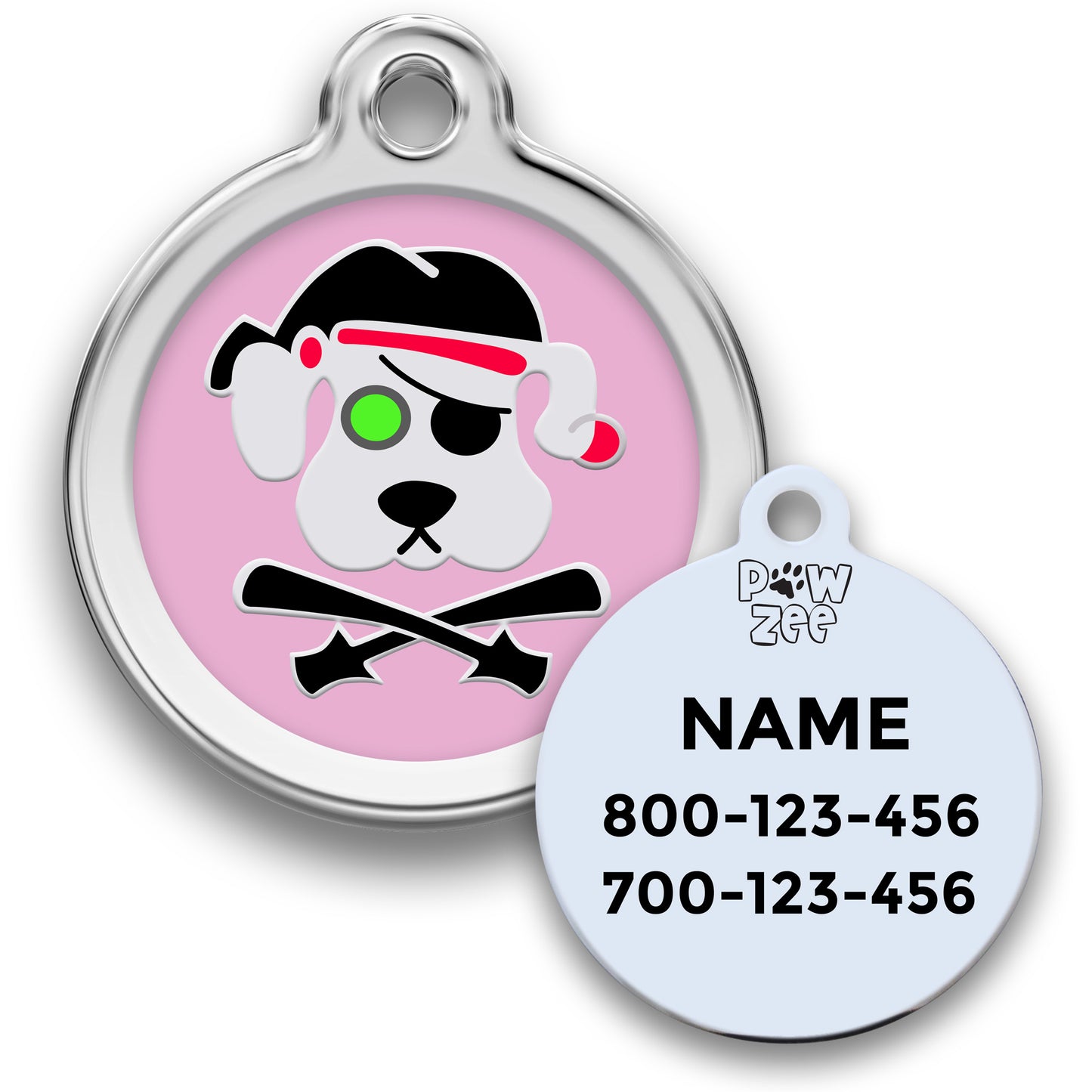 Pirate Dog ID Tag - Enamel Stainless Steel