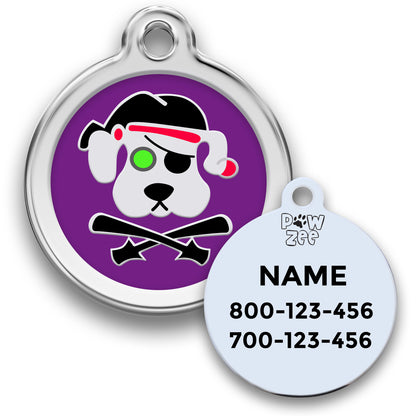 Pirate Dog ID Tag - Enamel Stainless Steel