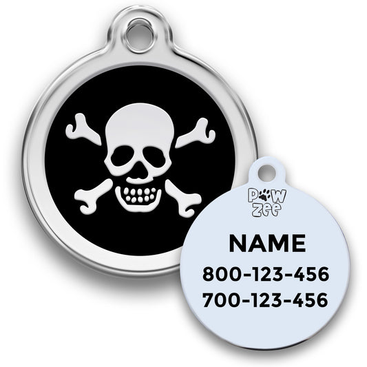 Skull Pet ID Tag - Enamel Stainless Steel